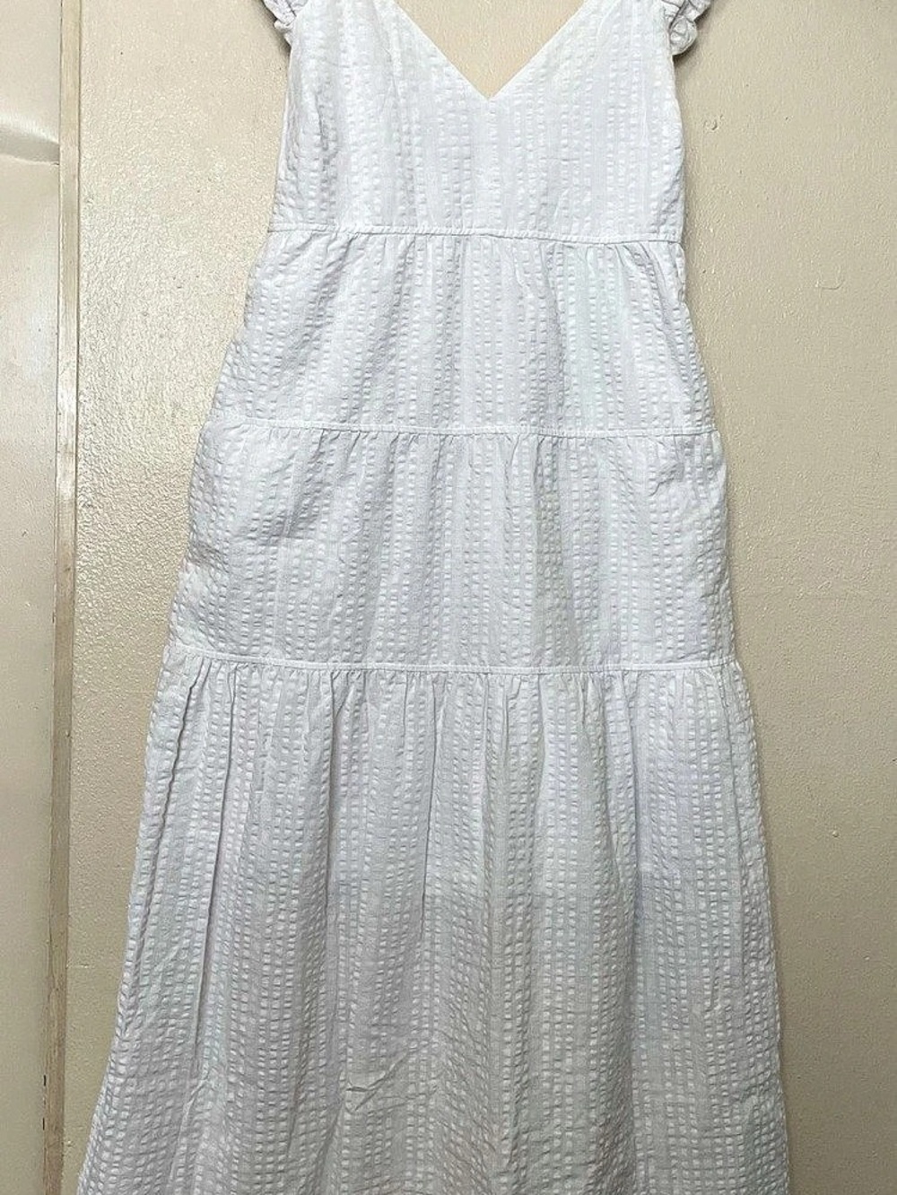 Old Navy Fit & Flare Flutter-Sleeve Tiered Smocked Midi Dress White Maxi Dress